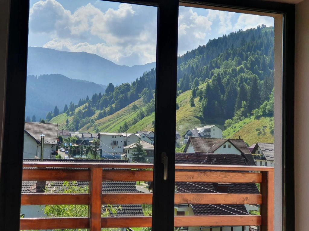 Vedere din cameră spre sat și creste